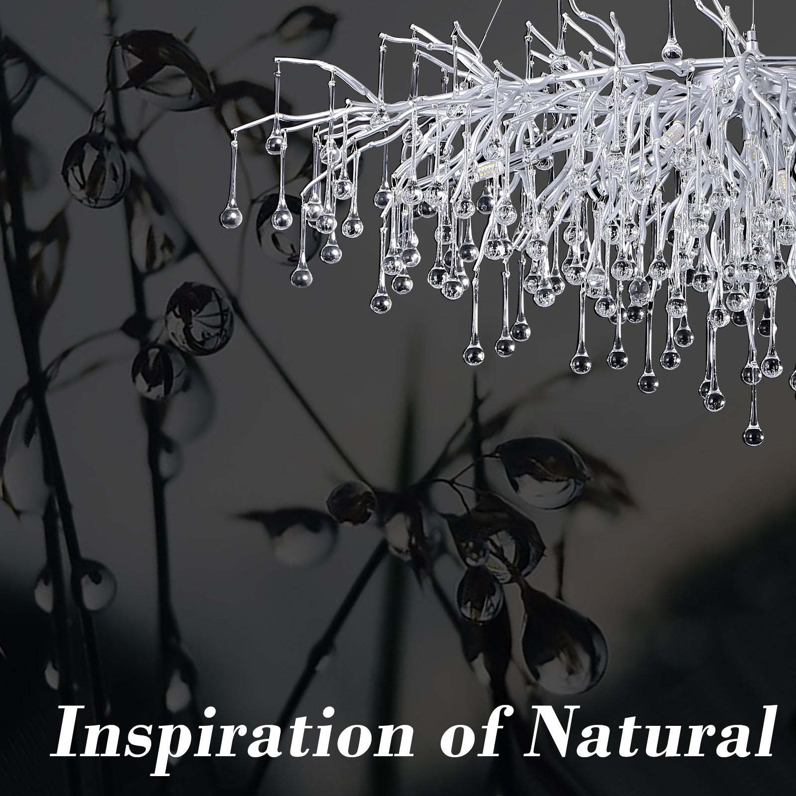 Doris Tree Branch Rectangle Chandelier Silver L45" - Yami Lightings