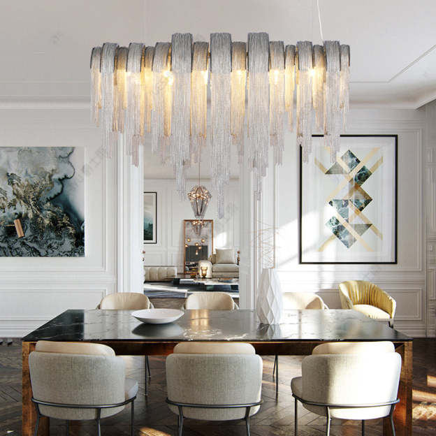 Aurora Luxury Aluminum Chain Tassel Chandelier - Yami Lightings