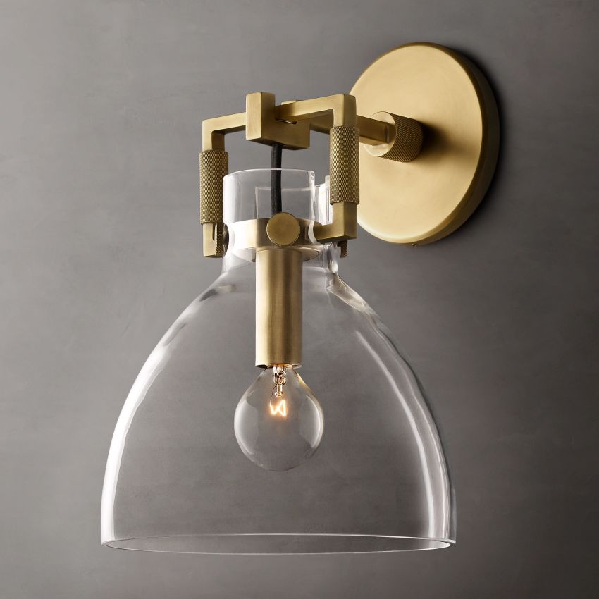 Machinist Glass Cloche Sconce 8" ，Modern Sconce，Wall Lamp Indoor