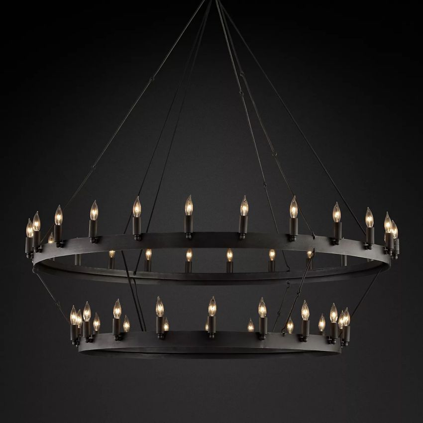 Vintage Candelabra Two-Tier Round Chandelier - Yami Lightings