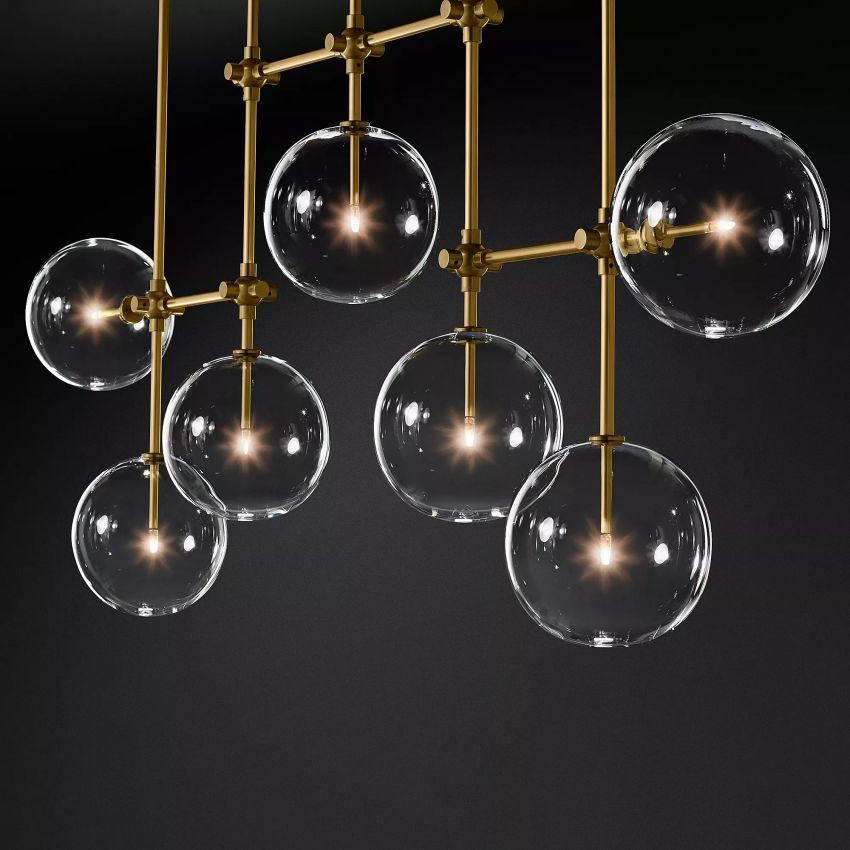 Glass Globe Moblie Linear Chandelier 60" - Yami Lightings