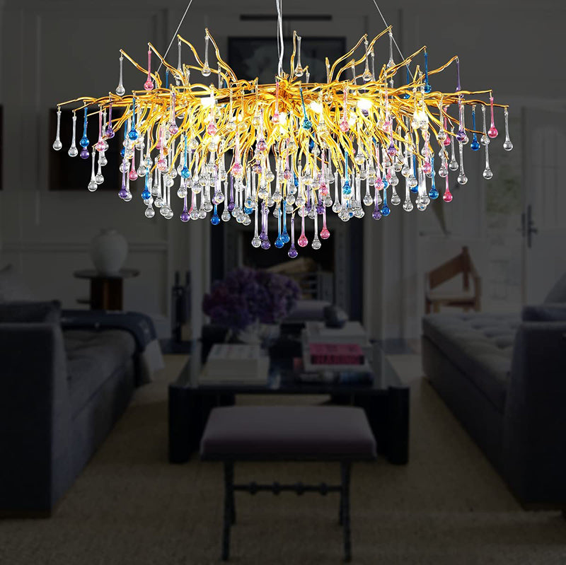Doris Colorful Crystal Chandelier for Dining Room - Yami Lightings