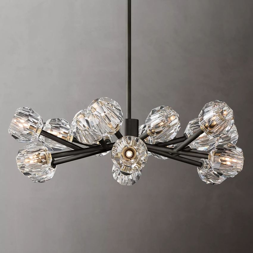 Belle De Crystal Ball Round Chandelier 36" - Yami Lightings