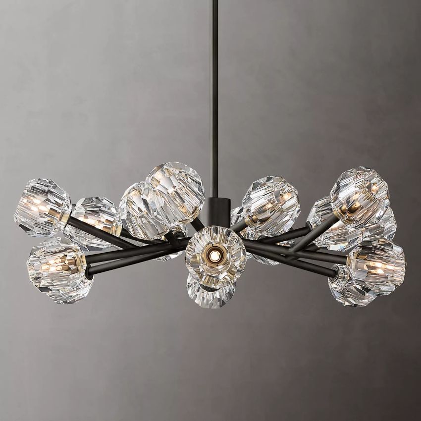 Belle De Crystal Ball Round Chandelier 36" - Yami Lightings