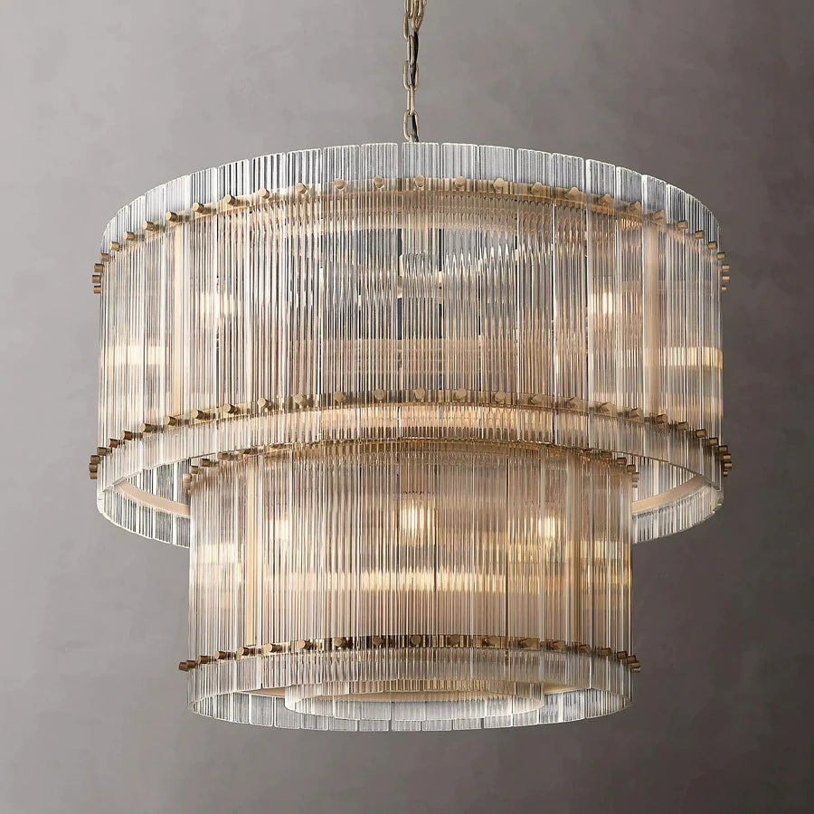 Marcia Glass TWO-TIER Round Chandelier D37" - Yami Lightings