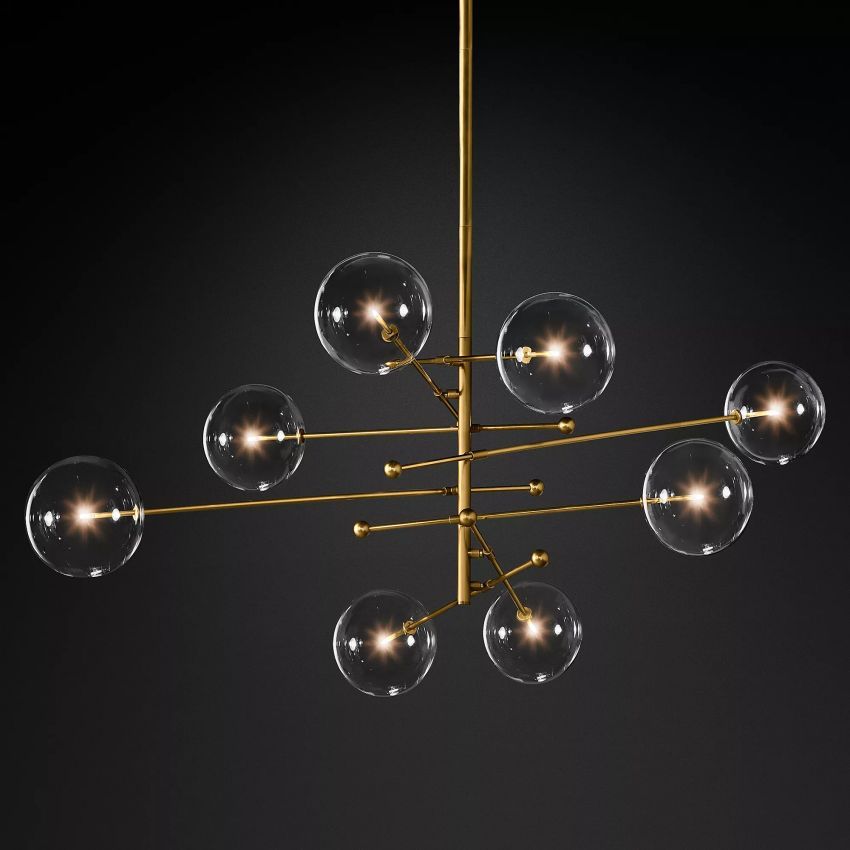 Glass Globe Mobile Eight-Arm Chandelier 79" - Yami Lightings