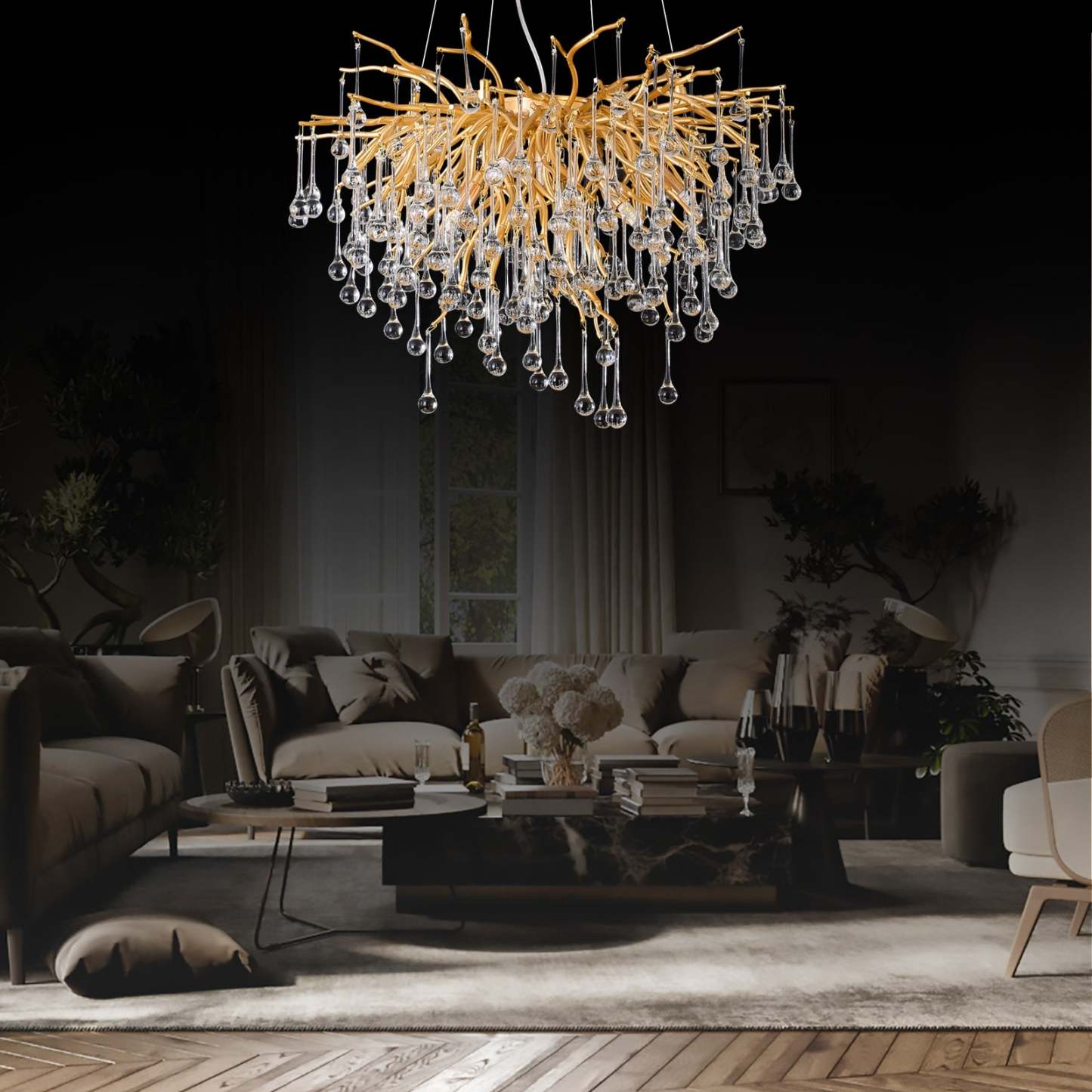 Modern Crystal Branch Raindrop Chandelier - Yami Lightings