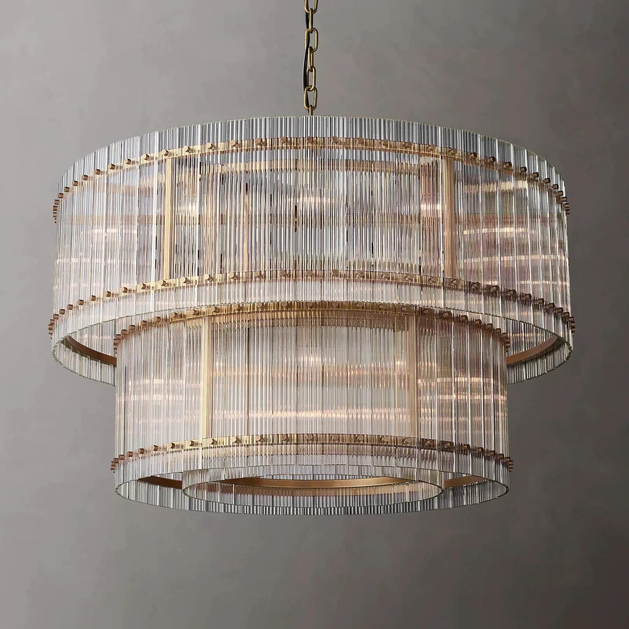 Marcia Glass TWO-TIER Round Chandelier D48" - Yami Lightings