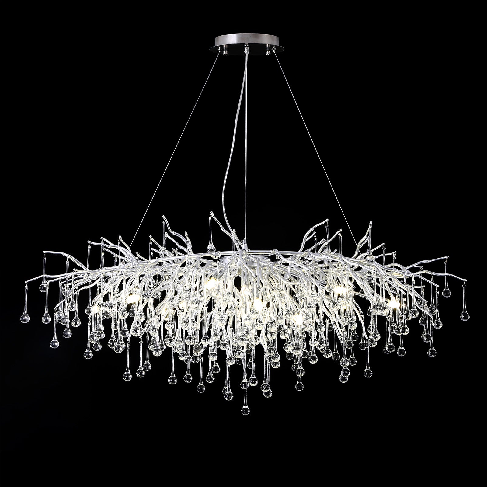 Doris Tree Branch Rectangle Chandelier Silver L45" - Yami Lightings