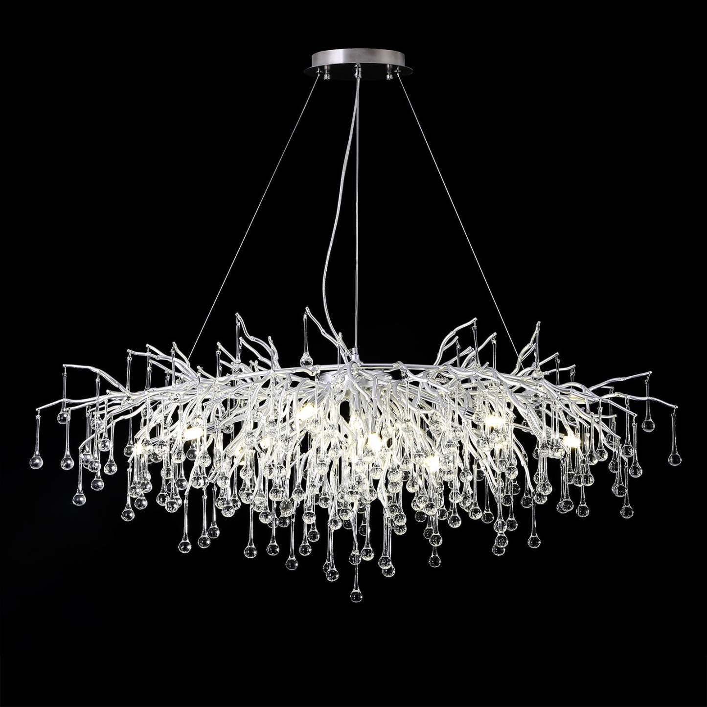 Doris Tree Branch Rectangle Chandelier Silver L45" - Yami Lightings