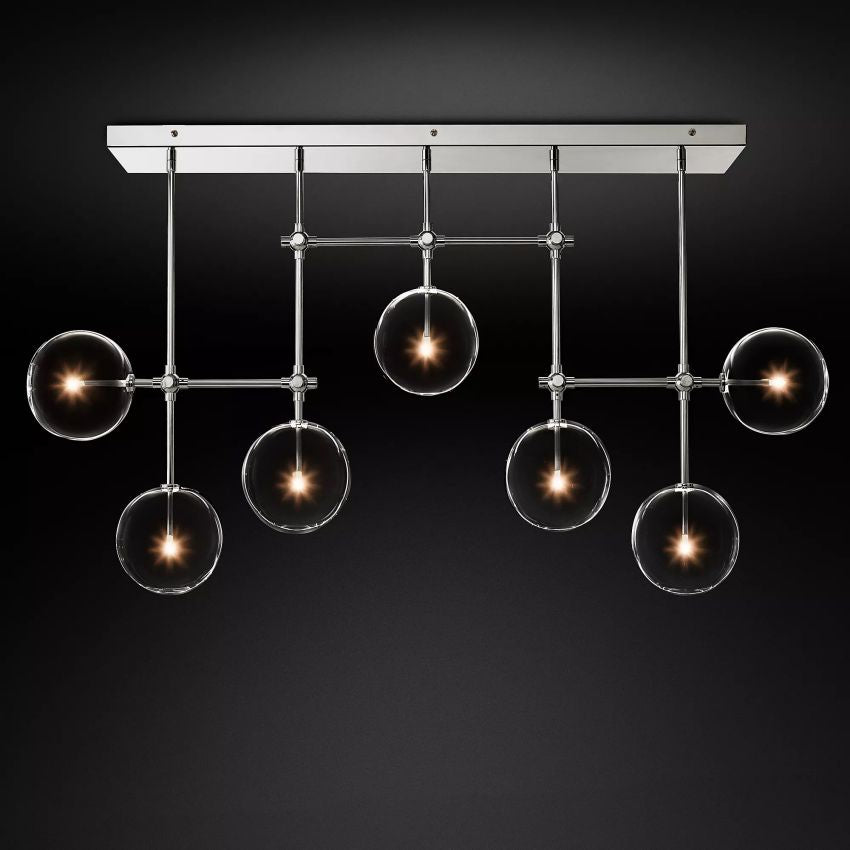 Glass Globe Moblie Linear Chandelier 60" - Yami Lightings