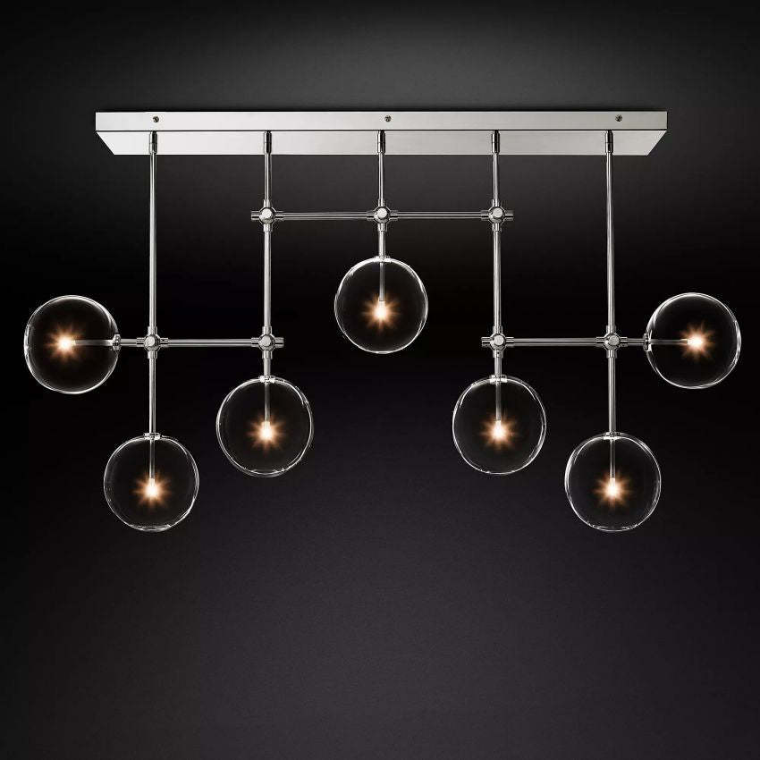 Glass Globe Moblie Linear Chandelier 60" - Yami Lightings