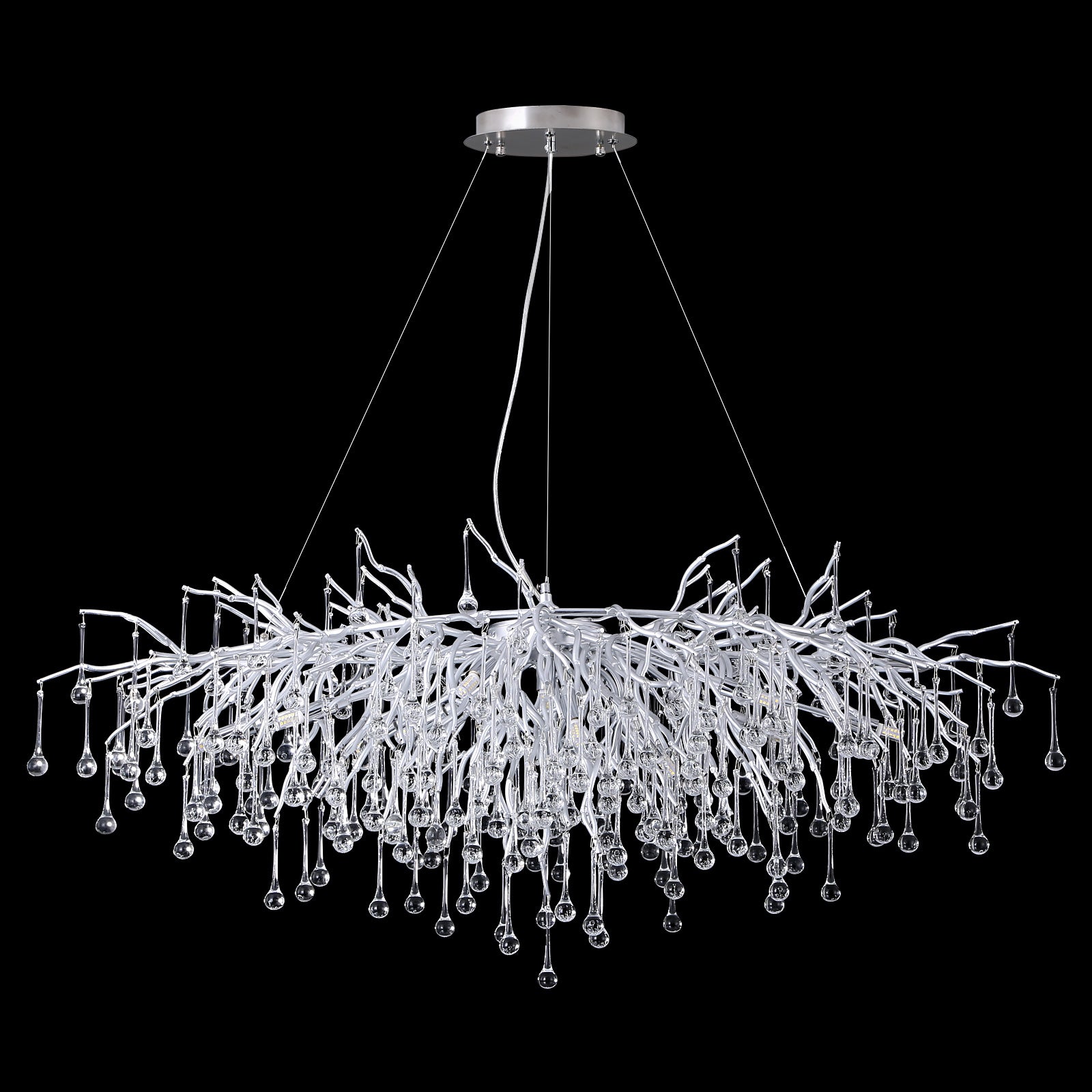 Doris Tree Branch Rectangle Chandelier Silver L45" - Yami Lightings