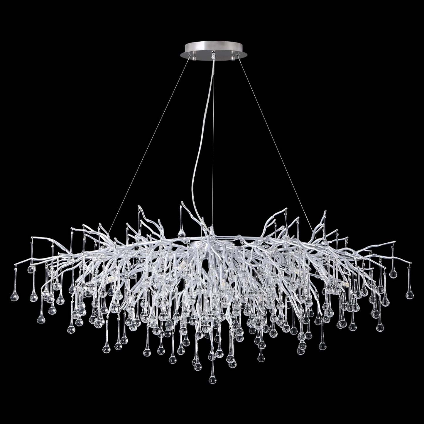 Doris Tree Branch Rectangle Chandelier Silver L45" - Yami Lightings