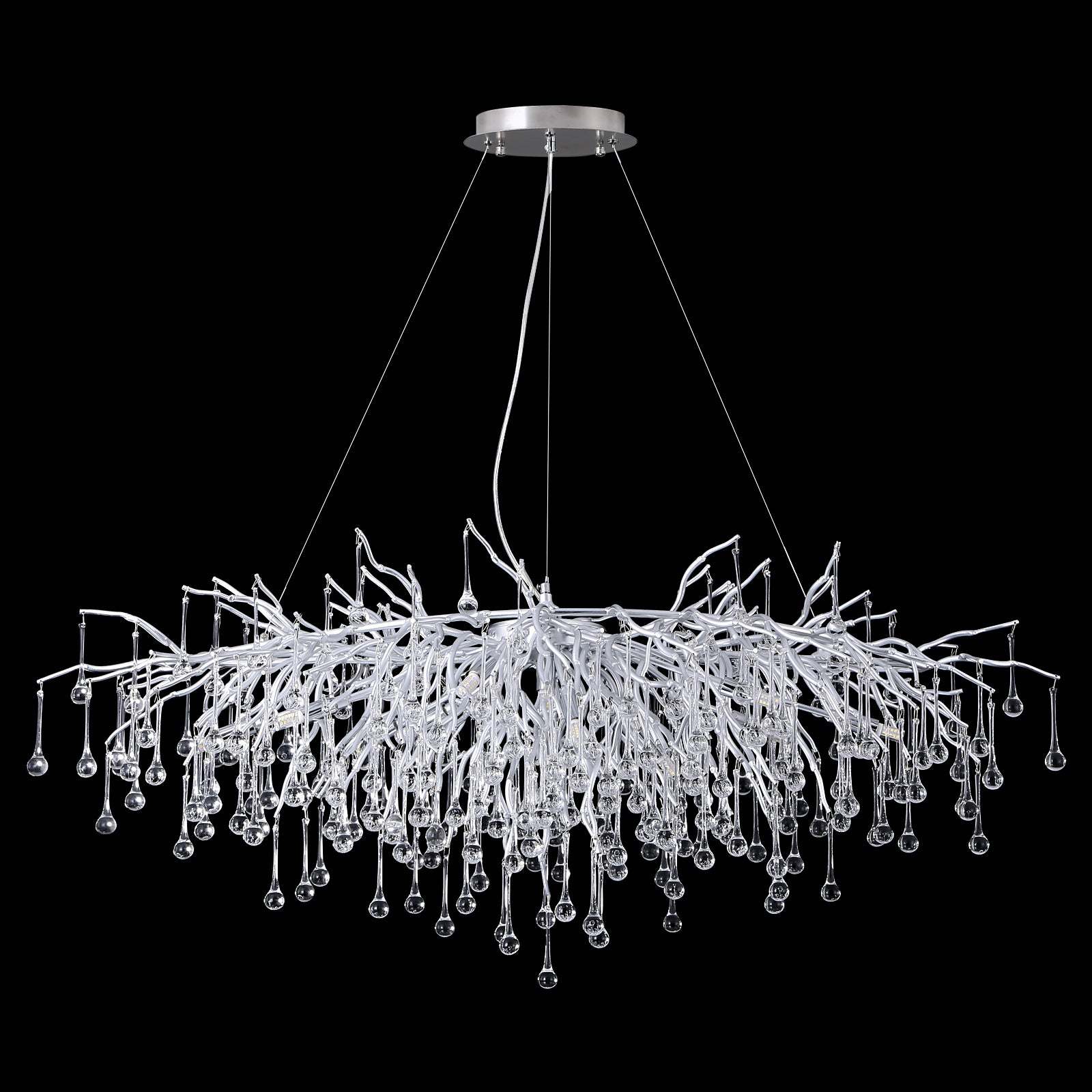 Doris Tree Branch Rectangle Chandelier Silver L45" - Yami Lightings