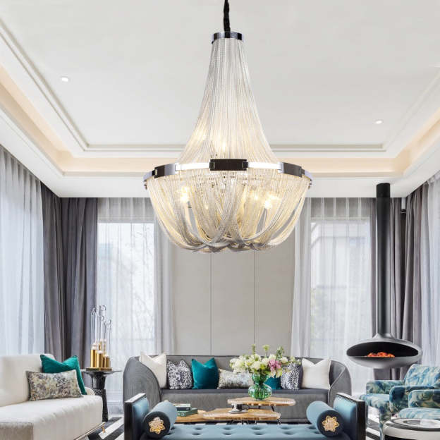 Eudora Luxury Aluminum Chain Tassel Chandelier - Yami Lightings