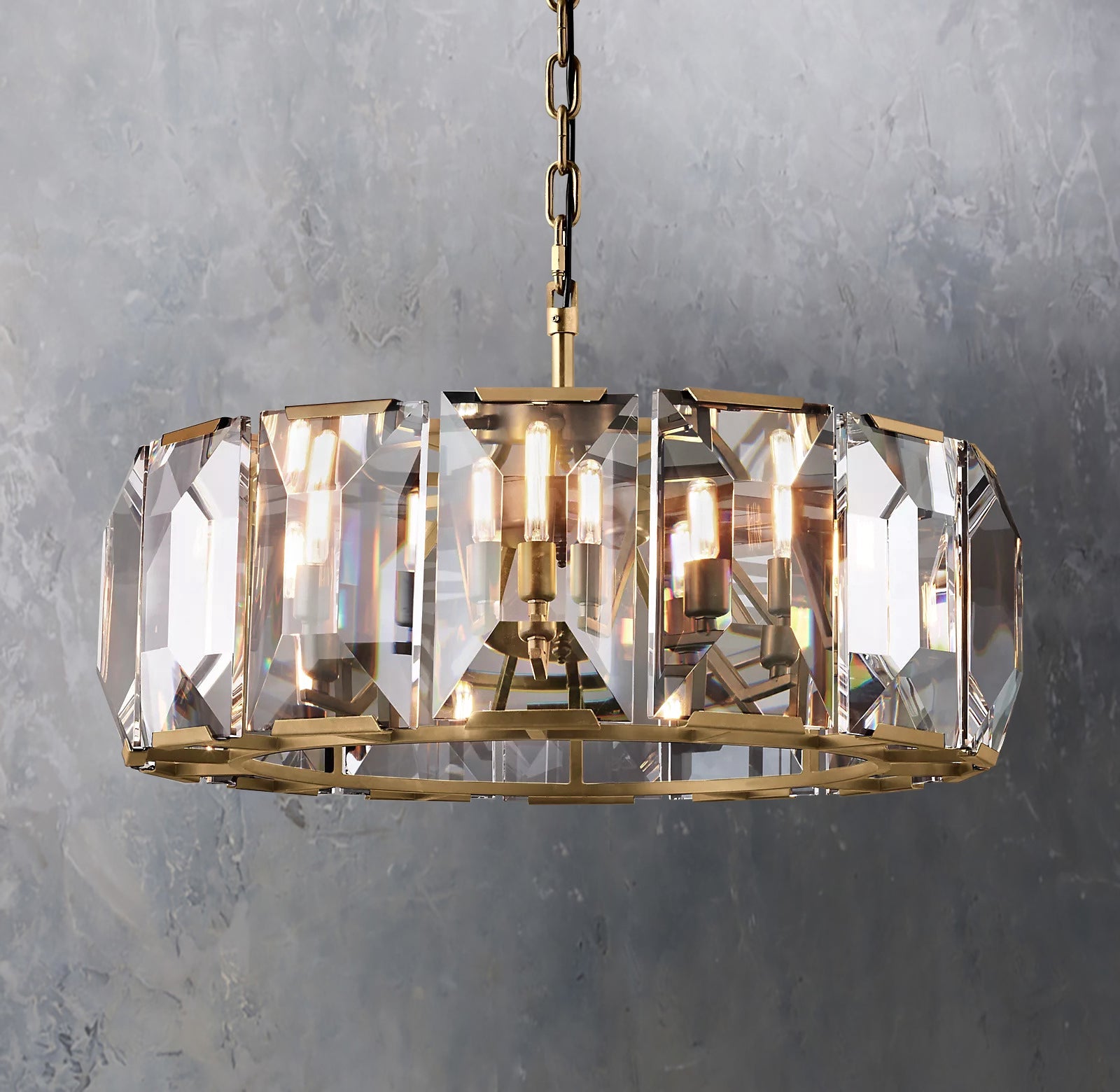 Faceted Crystal Glass Round Chandelier D31" - Yami Lightings