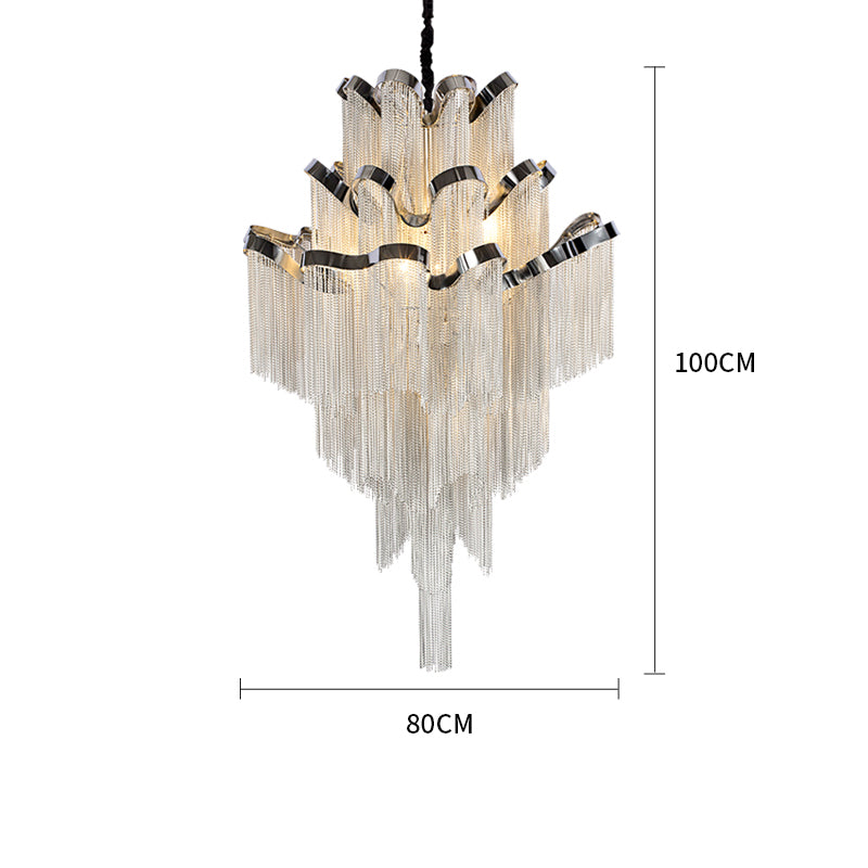 Gladys Aluminum Chain Tassel Stream Chandelier - Yami Lightings