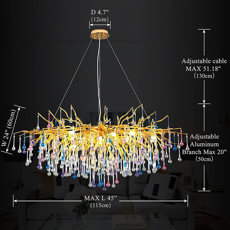 Modern Crystal Branch Raindrop Chandelier - Yami Lightings