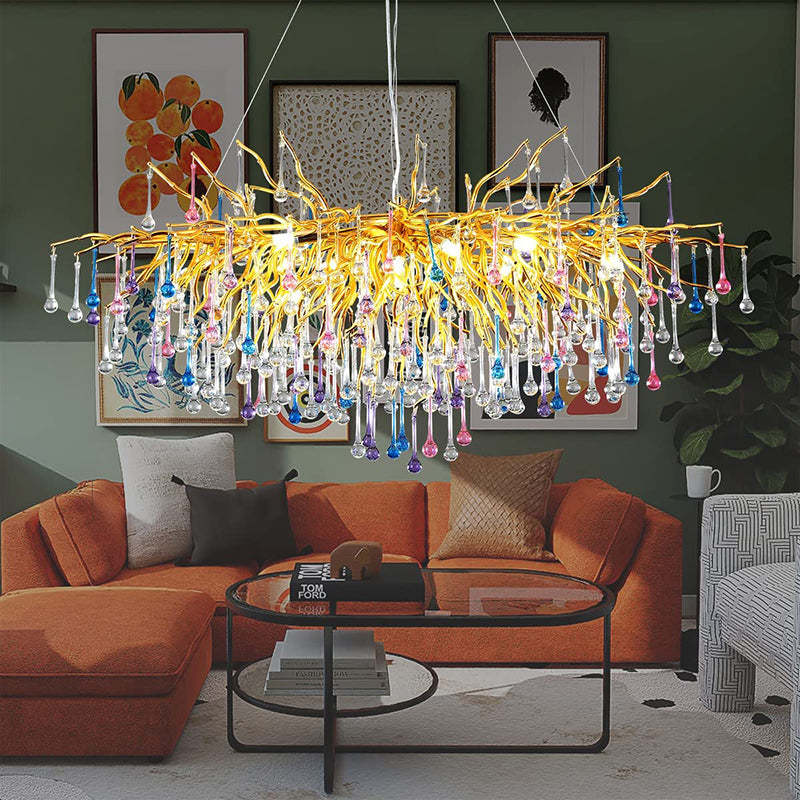 Doris Colorful Crystal Chandelier for Dining Room - Yami Lightings