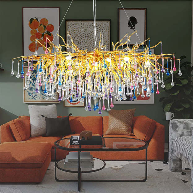 Doris Colorful Crystal Chandelier for Dining Room - Yami Lightings