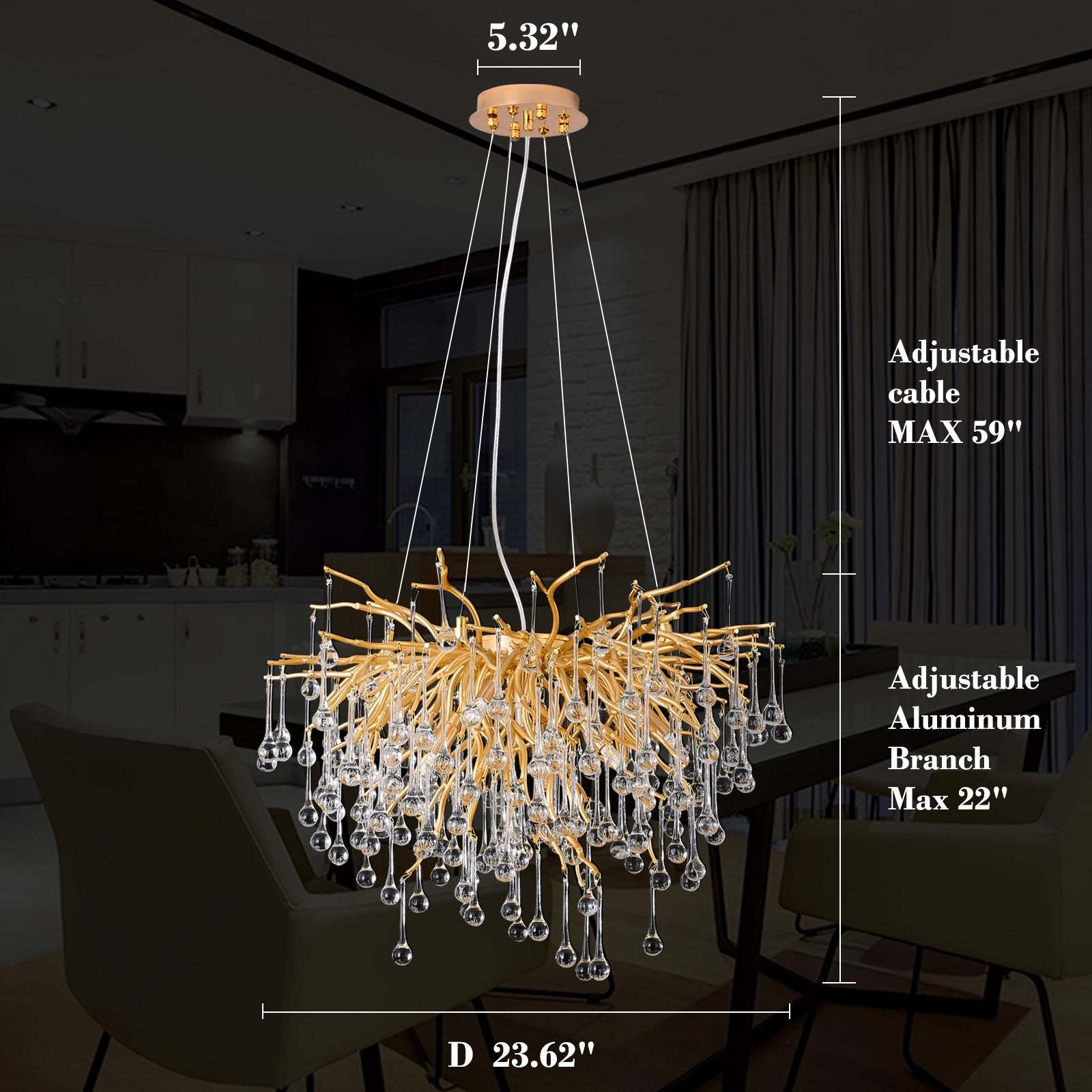 Modern Crystal Branch Raindrop Chandelier - Yami Lightings