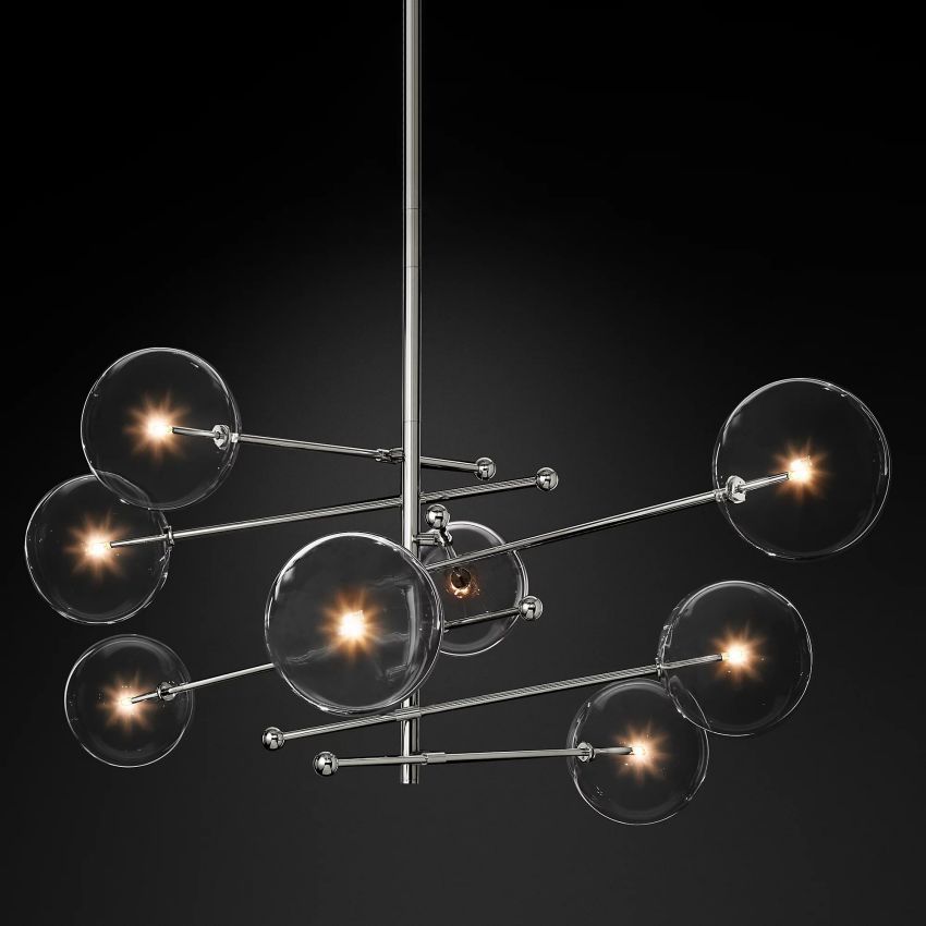 Glass Globe Mobile Eight-Arm Chandelier 79" - Yami Lightings