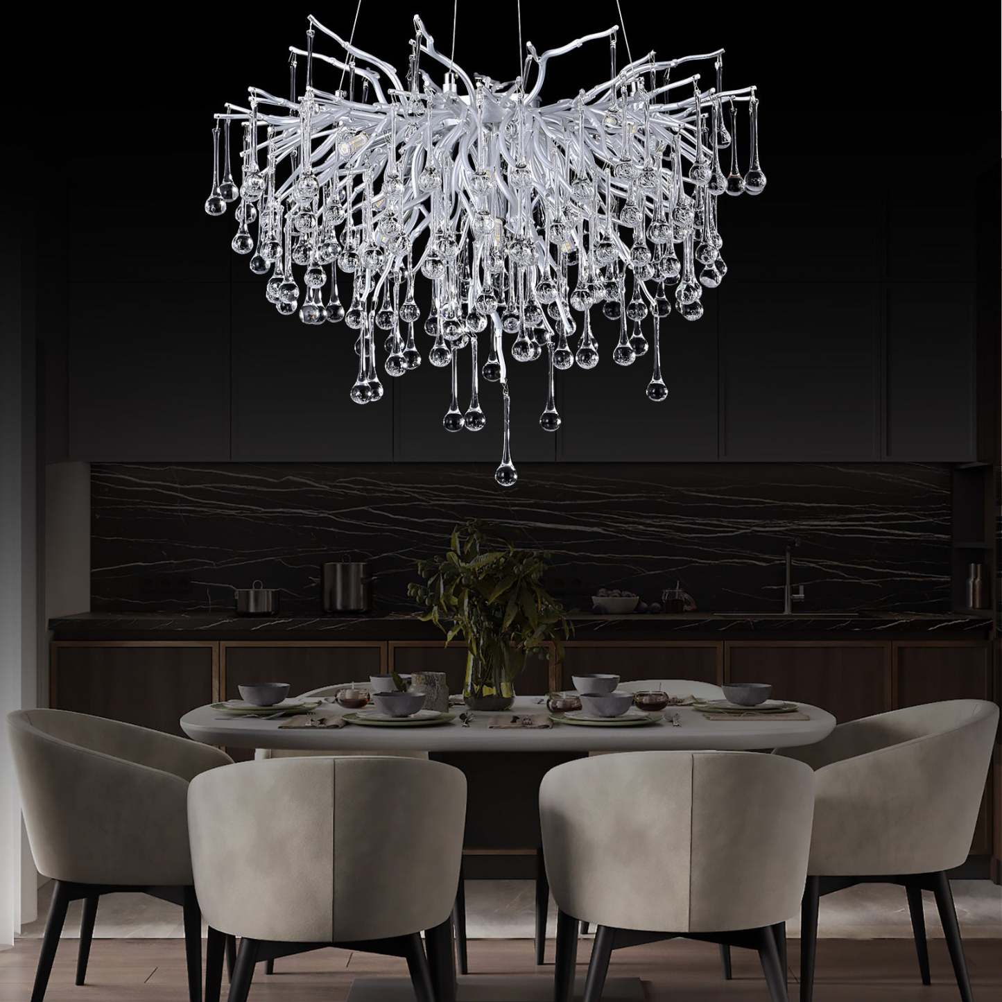 Modern Crystal Branch Raindrop Chandelier - Yami Lightings