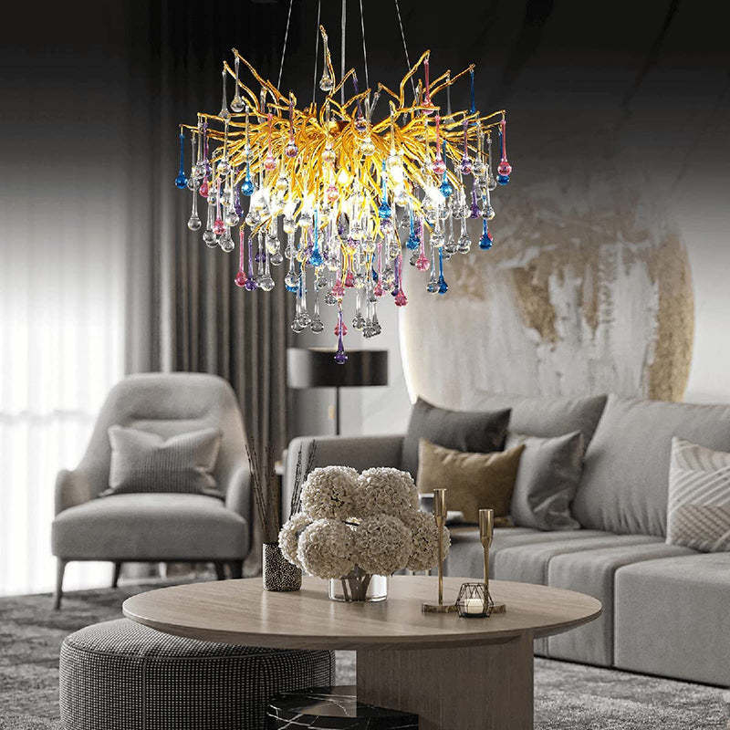 Doris Colorful Crystal Chandelier for Dining Room - Yami Lightings