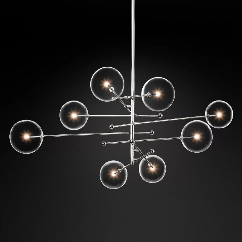 Glass Globe Mobile Eight-Arm Chandelier 79" - Yami Lightings