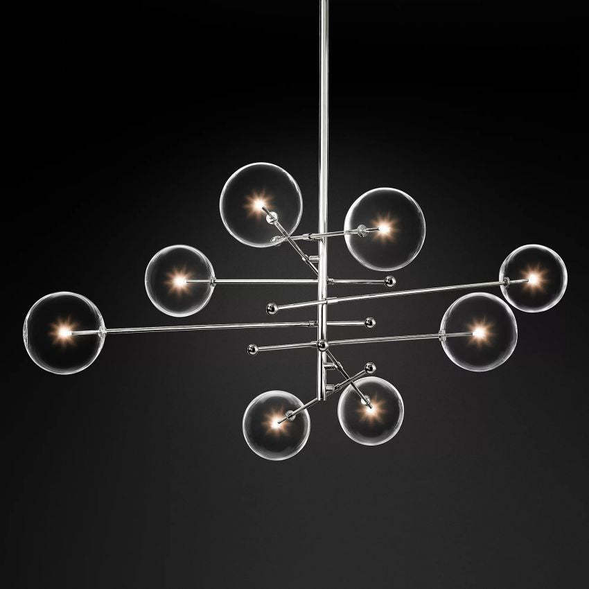 Glass Globe Mobile Eight-Arm Chandelier 79" - Yami Lightings
