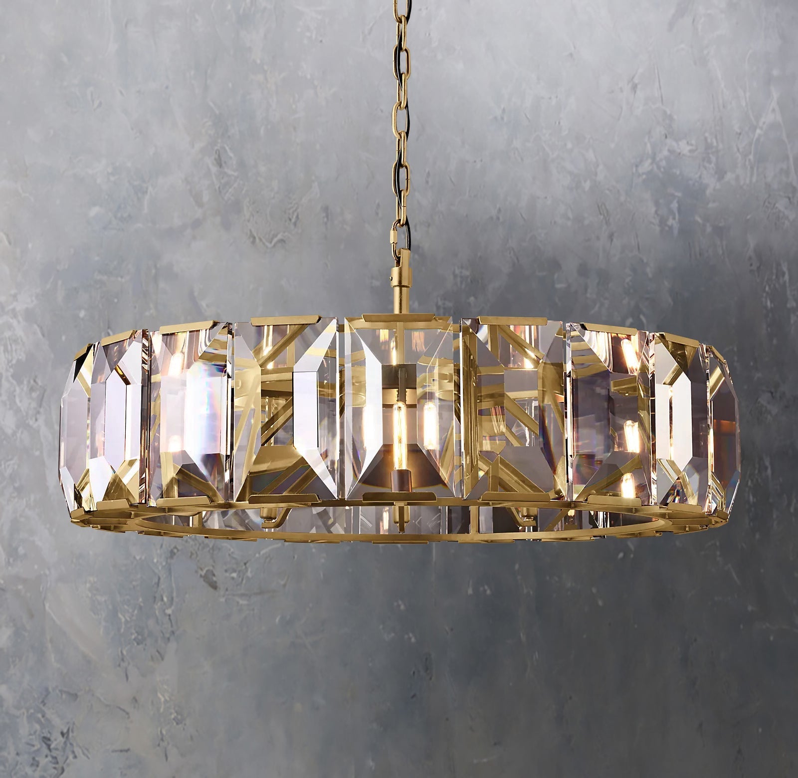 Faceted Crystal Glass Round Chandelier D43" - Yami Lightings
