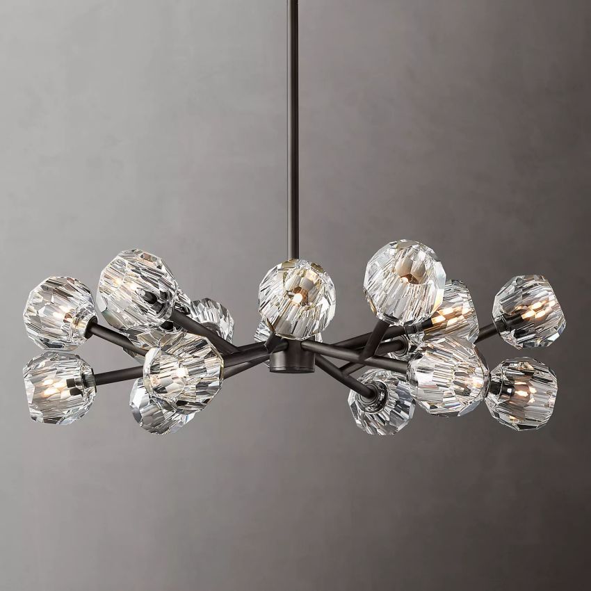Belle De Crystal Ball Round Chandelier 36" - Yami Lightings