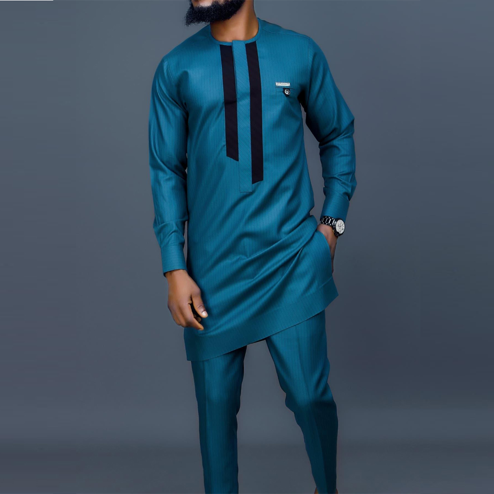 African Long Sleeved Ethnic Style Casual Wedding Men's Suit Set 10214-Africance