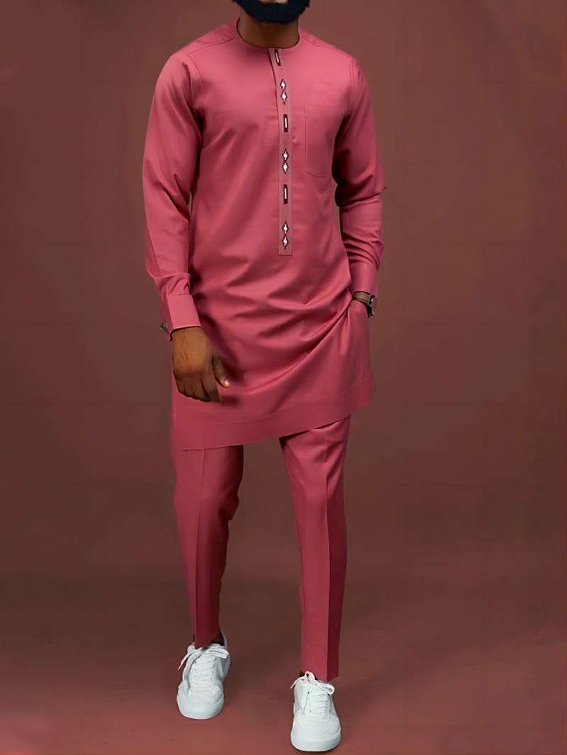 Men's African SuitsStylish Ethnic LongSleeve Shirt & Pants for Weddings & PartiesAfricance