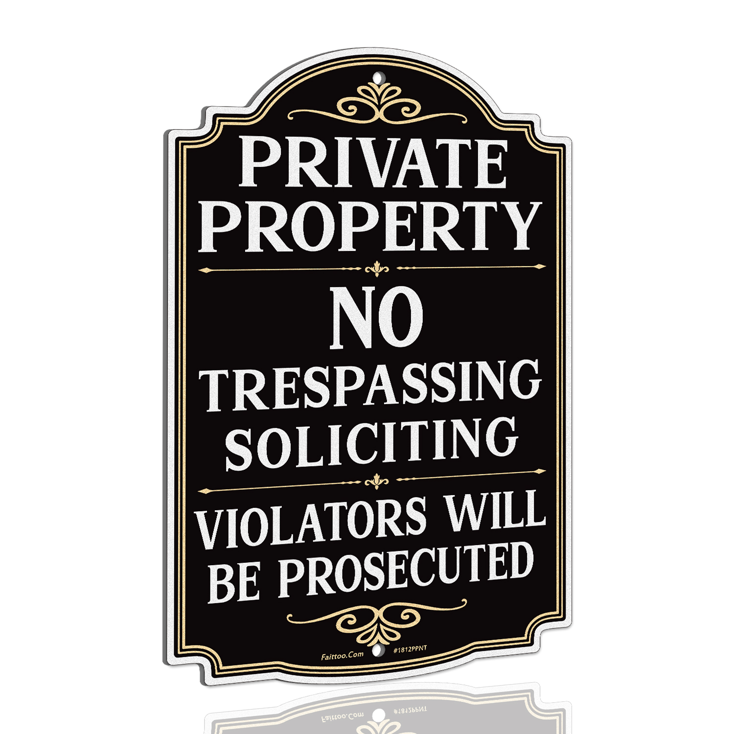 Faittoo Private Property No Trespassing Sign, Violators Will Be Prosecuted, 17.5 x 11.6 Inch Reflective Aluminum Warning Sign, UV Protected, Weather/Fade Resistant, Easy to Install