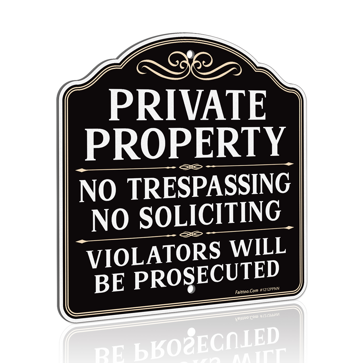 Faittoo Private Property No Trespassing No Soliciting Sign, Violators Will Be Prosecuted Sign, 11.6 x 11.6 Inch Reflective Aluminum, UV Protected, Weather/Fade Resistant, Easy to Install