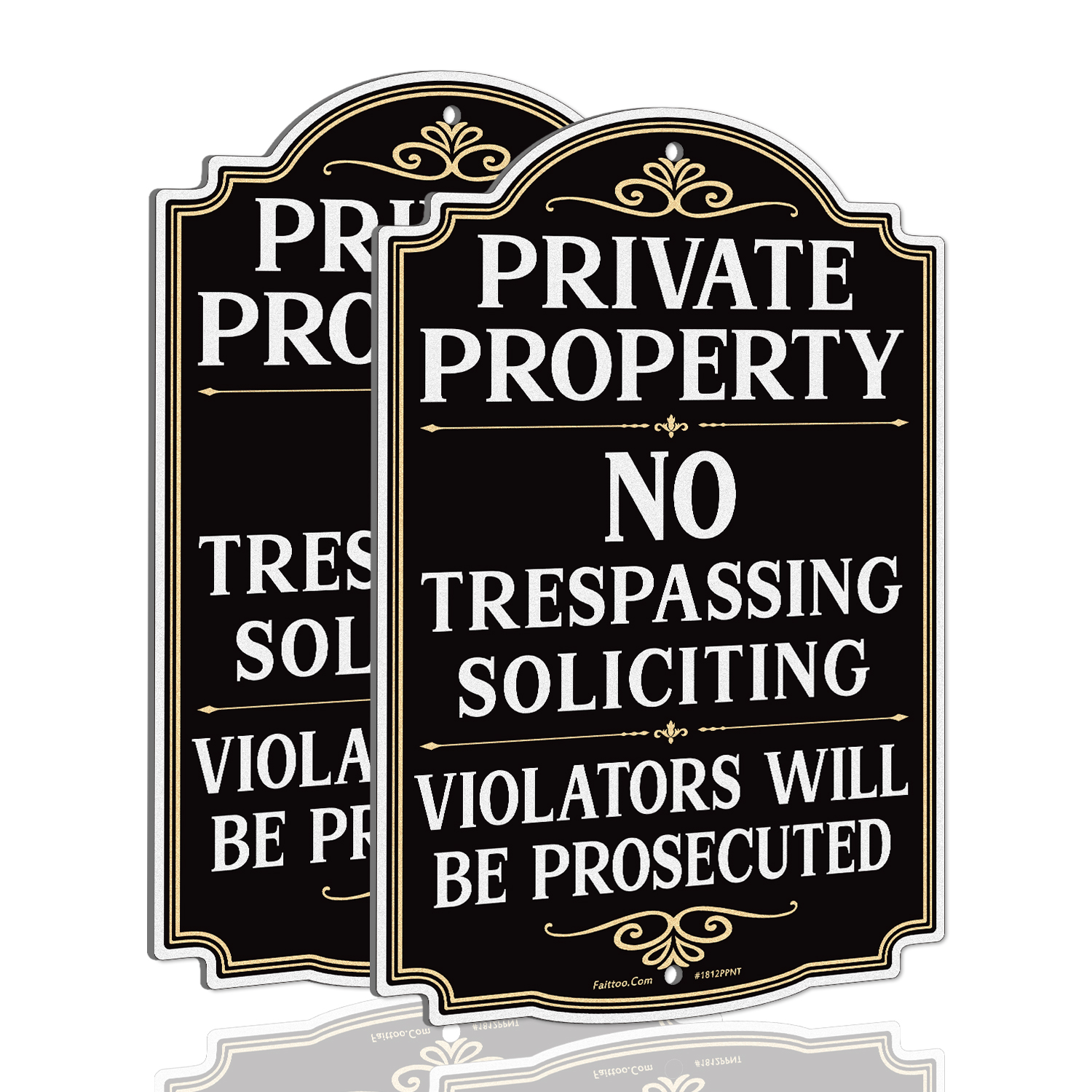Faittoo Private Property No Trespassing Sign, Violators Will Be Prosecuted, 17.5 x 11.6 Inch Reflective Aluminum Warning Sign, UV Protected, Weather/Fade Resistant, Easy to Install