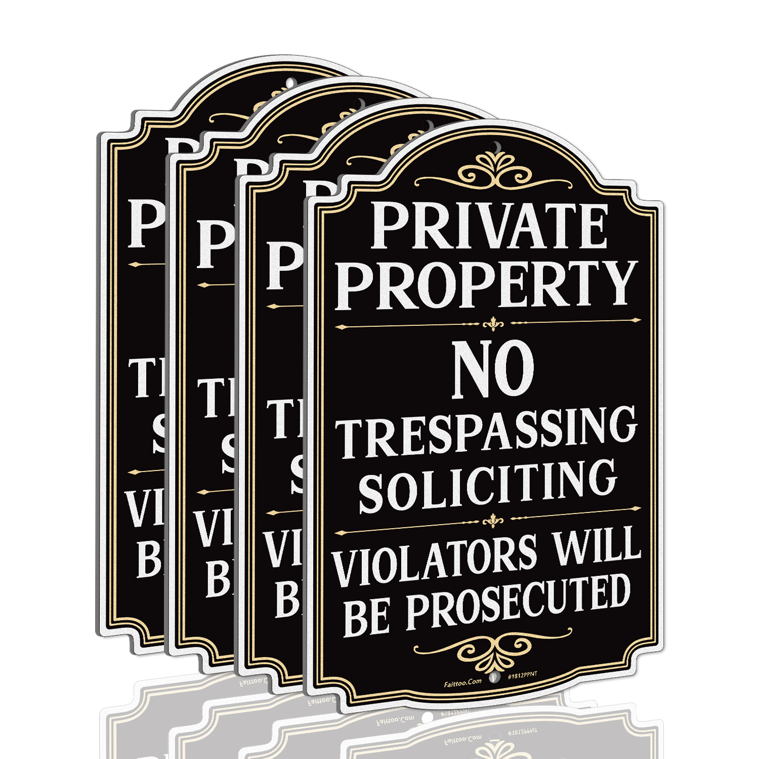 Faittoo Private Property No Trespassing Sign, Violators Will Be Prosecuted, 17.5 x 11.6 Inch Reflective Aluminum Warning Sign, UV Protected, Weather/Fade Resistant, Easy to Install