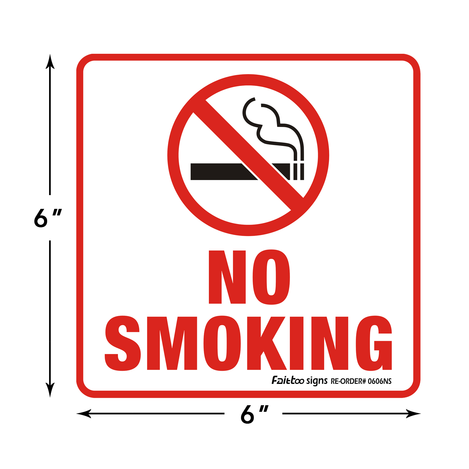 10 Pack No Smoking Stickers, No Smoking Stickers Decals, 6x6 inch Self