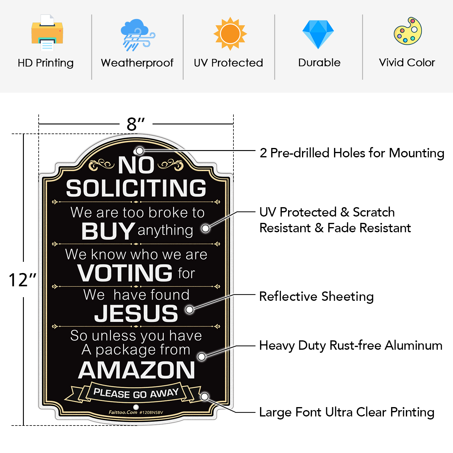 Faittoo Private Property No Trespassing Sign, Violators Will Be Prosecuted, 17.5 x 11.6 Inch Reflective Aluminum Warning Sign, UV Protected, Weather/Fade Resistant, Easy to Install