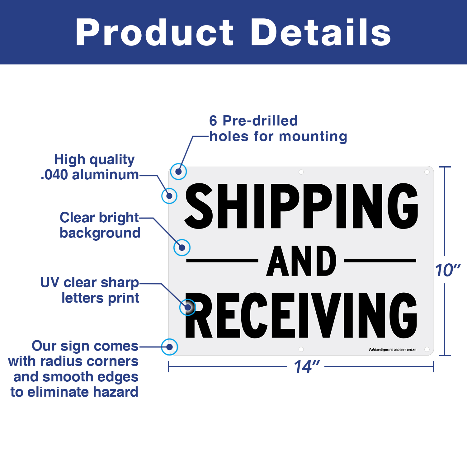 Shipping and Receiving Sign,14x10 Inches Rectangle Rust Free Aluminum Metal Sign,Weather/Fade Resistant,Easy to Mount,Black on White,Indoor/Outdoor Use