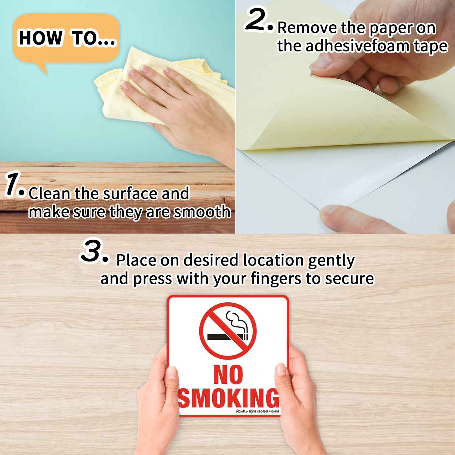10 Pack No Smoking Stickers, No Smoking Stickers Decals, 6x6 inch Self