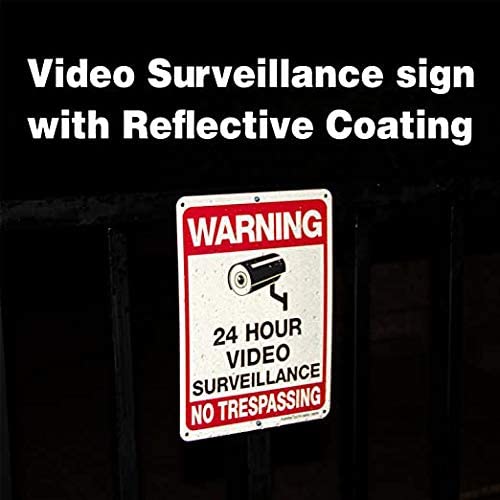 Video Surveillance Sign, No Trespassing Sign, Metal Reflective Warning Sign, 10 x7 Inches 0.40 Aluminum, (2 Pack) Fade Resistant, UV Protected, Waterproof, Indoor or Outdoor Use for Home Business CCTV