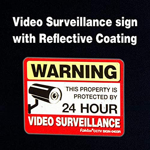 Video Surveillance Sign Reflective Sticker (8 Pack) - Decal Self Adhesive 4 x 3 Inches 4 Mil Vinyl Decal — Indoor &amp; Outdoor Use — UV Protected &amp; Waterproof — Sleek, Rounded Corners