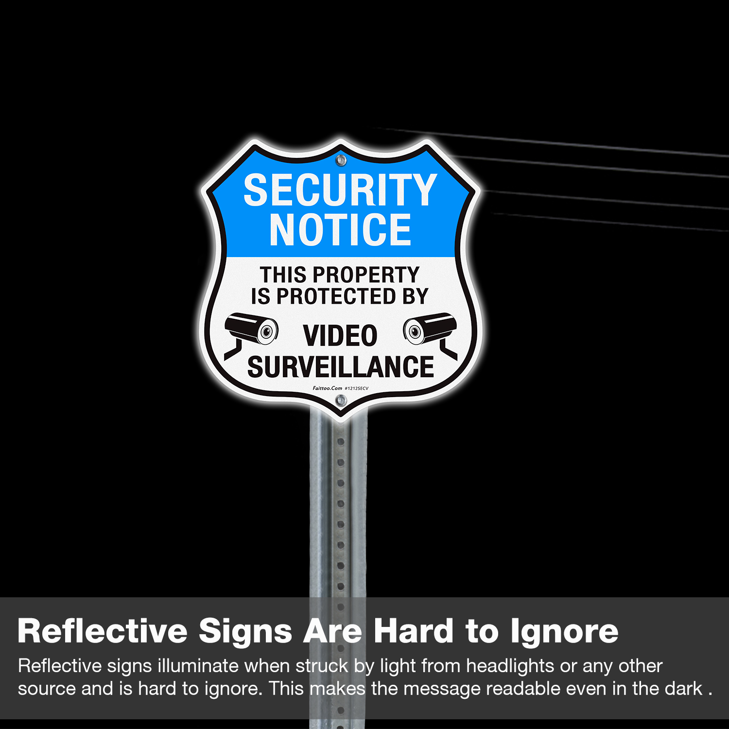 Faittoo Security Notice Sign, Property Is Protected By Video Surveillance Sign, 11.6 x 11.6 Inch Reflective Aluminum Warning Sign, UV Protected, Weather/Fade Resistant, Easy to Install