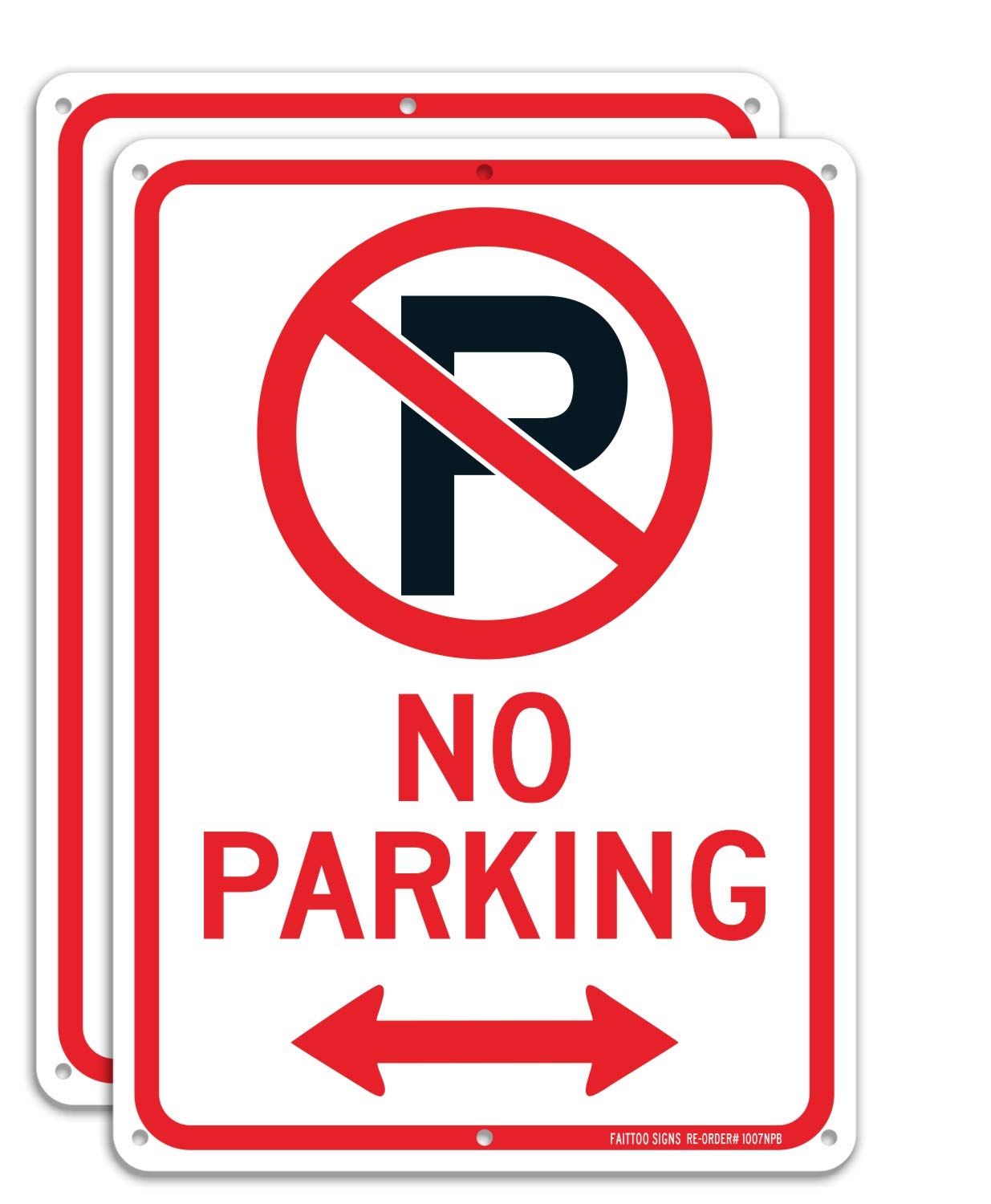 (2 Pack) No Parking Sign with Symbol with Arrows Sign, 10 x 7 Inches Reflective .40 Rust Free Aluminum, UV Protected, Weather Resistant, Waterproof, Durable Ink, Easy to Mount