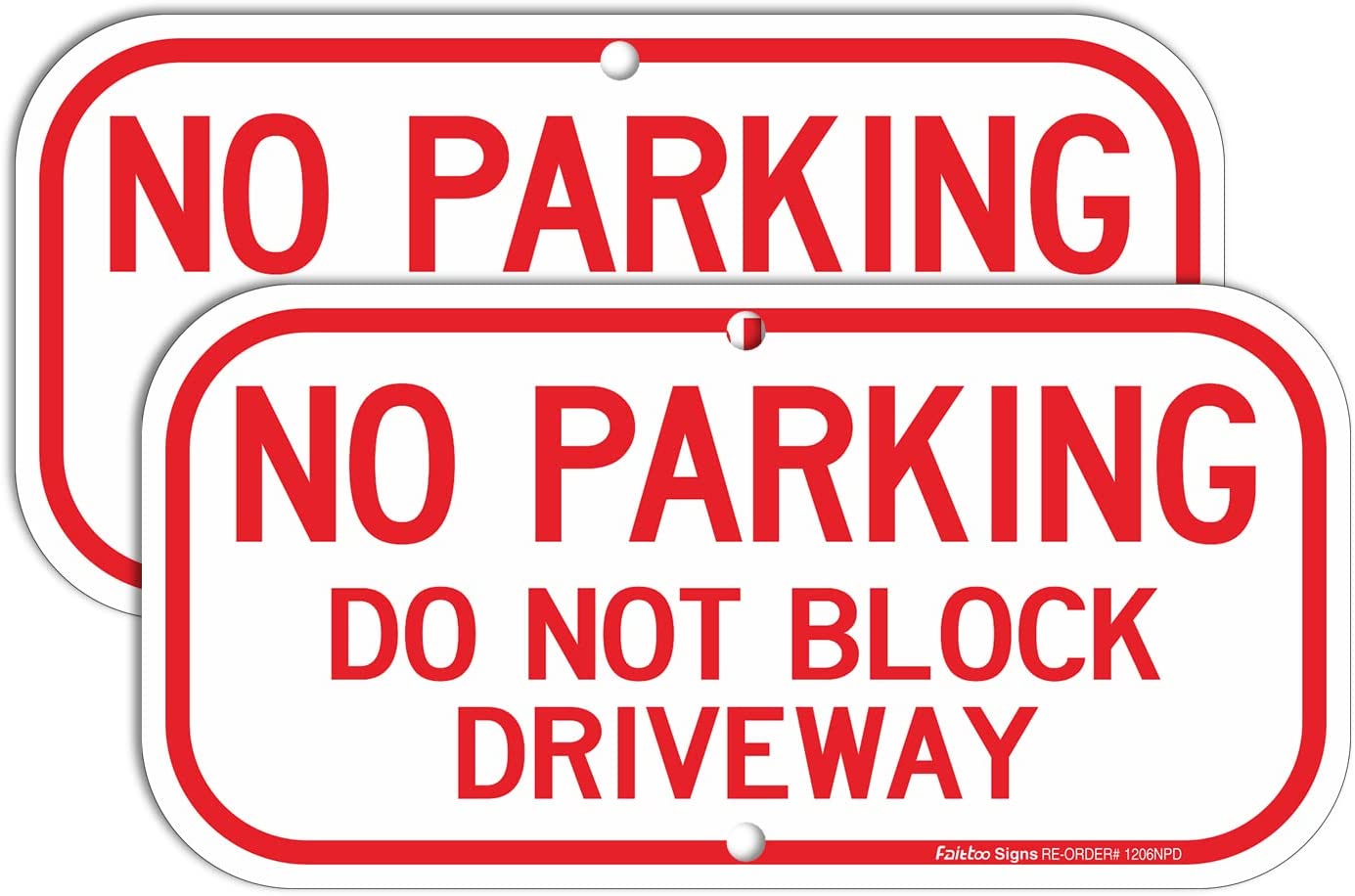 2 Pack No Parking Sign, Do Not Block Driveway Sign, Rust Free .40 Aluminum 12 x 6 Inches, UV Protected , Weather Resistant, Waterproof, Durable Ink，Easy to Mount