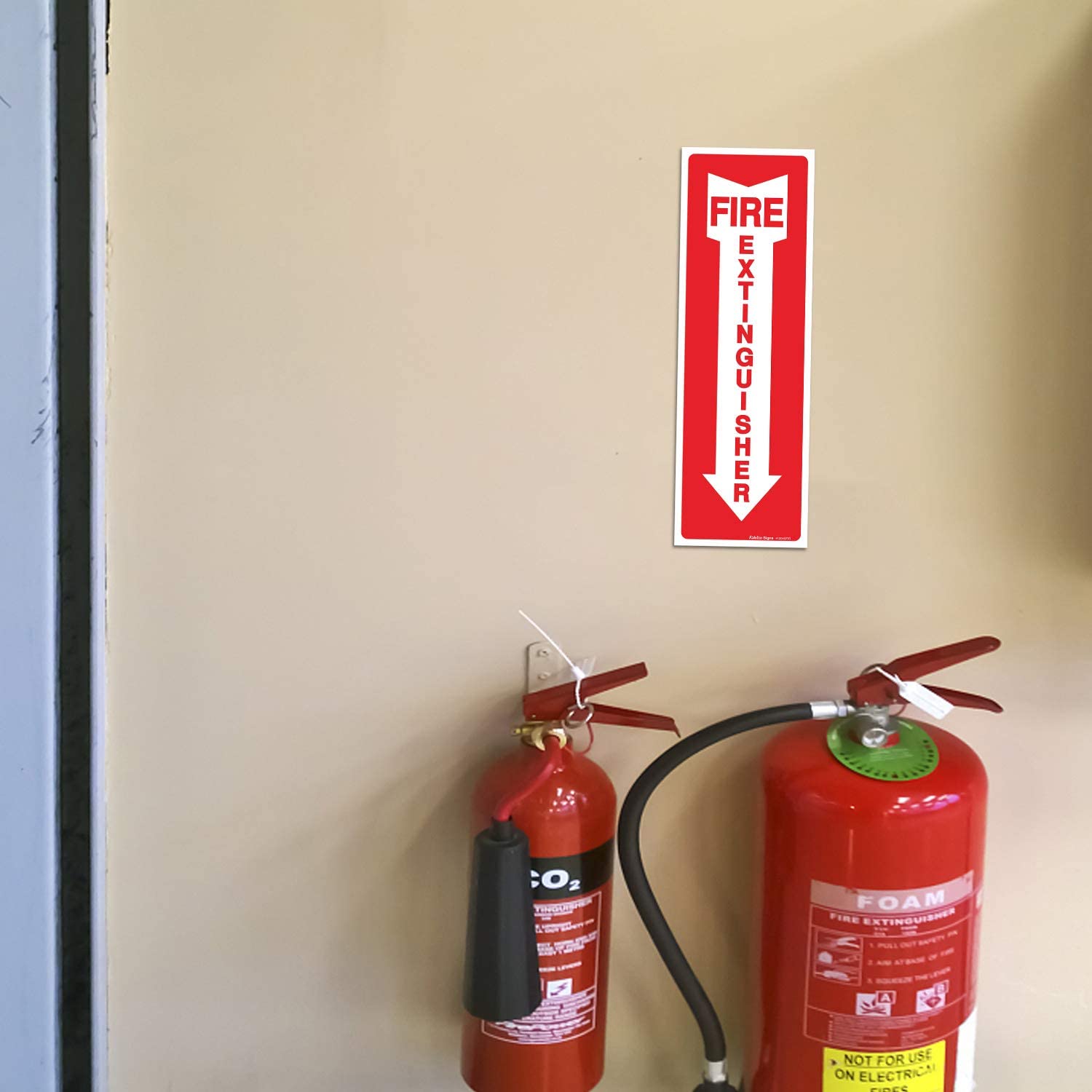 (12 Pack) Fire Extinguisher Sign, Safety Sticker Signs, 4x12 Inches, 6 Mil Vinyl Self Adhesive Durable Decal Stickers, Long Lasting, Weatherproof and UV Protected, Ideal for Home, Office or Boat