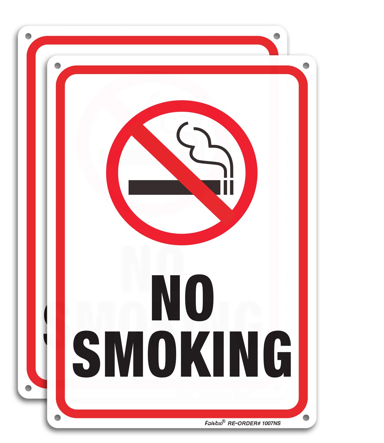No Smoking Sign,2 Pack No Smoking Metal Reflective Signs - 10 x 7 .040